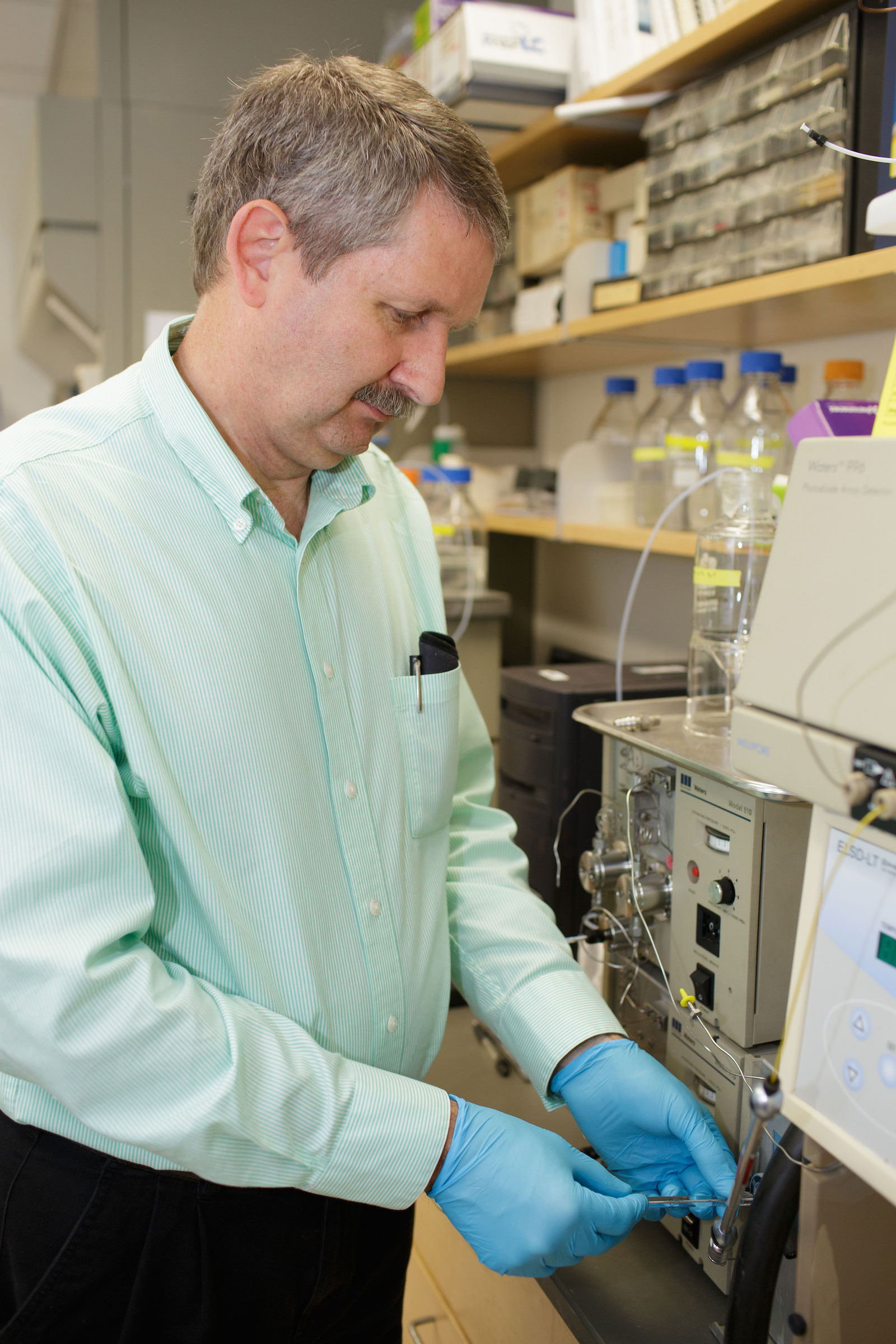 photo of one researcher in lab